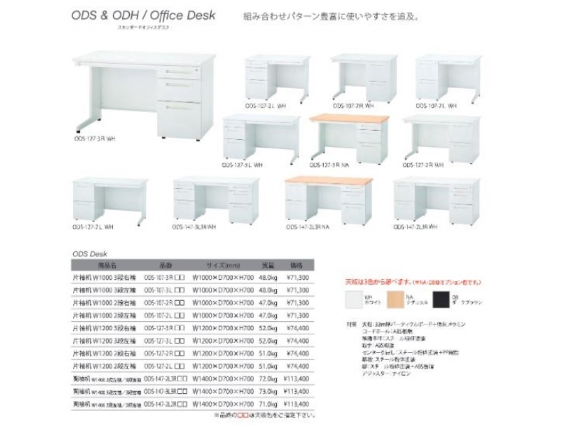 【販売終了】ODSシリーズ　片袖机　W1000　新品_6