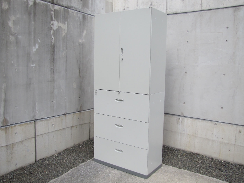 NW型キャビネット　両開き+3段ラテラル　上下セット（A4 6段対応） 中古