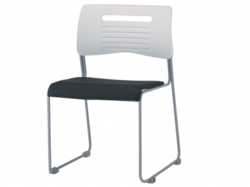 【販売終了】PMCシリーズ　スタッキングチェア　ダークグレー(PVC張り）　新品