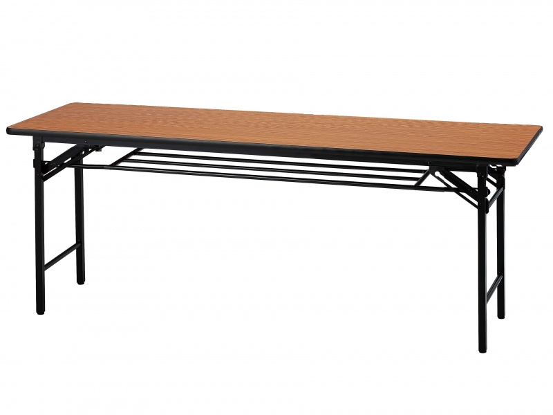 折り畳み会議テーブル（ソフトエッジ）　W1800/D450　チーク　新品_0