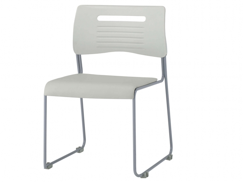 【販売終了】PMCシリーズ　スタッキングチェア　ライトグレー(PVC張り）　新品