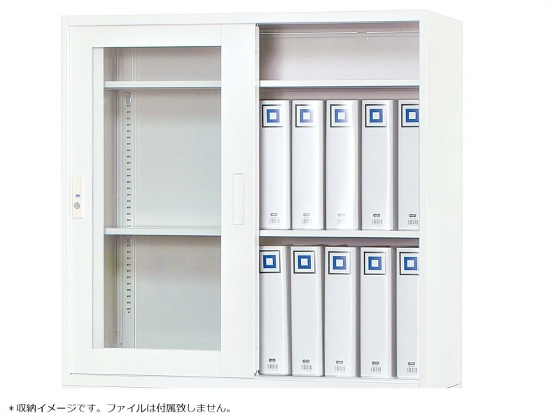 【販売終了】YSシリーズ　33タイプ　ガラス引違い書庫　ホワイト　新品_4