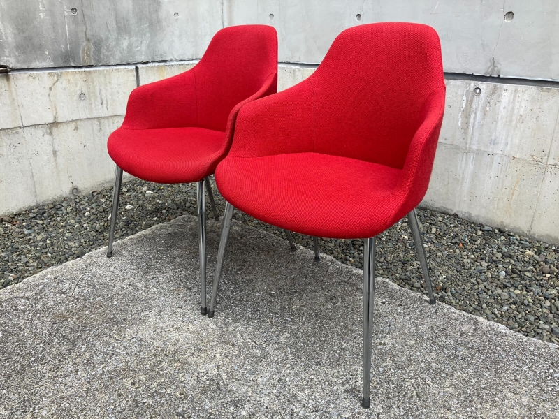 ケイク　アームチェア　レッド　2脚セット　中古