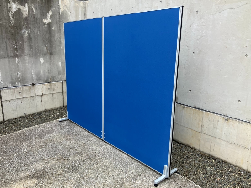 パーティション　OCパネル　2連セット　W1200+1200/H1800　ブルー　中古