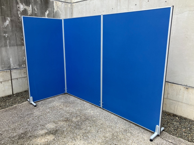 パーティション　OCパネル　L型3連セット　W900+1200+1200/H1800　ブルー　中古