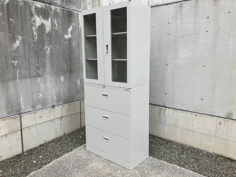 42シリーズ　ガラス両開+3段ラテラル（A4 6段対応）　中古