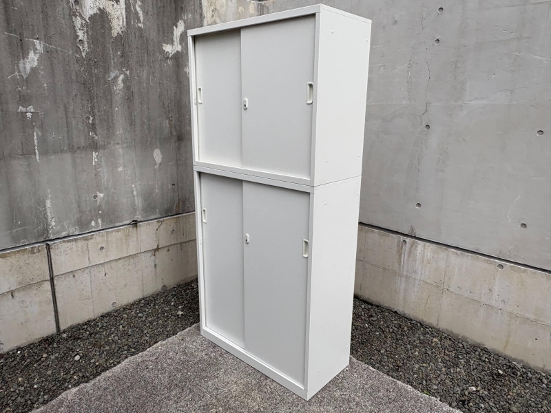 ANWシリーズ　スチール引違い書庫　上下セット（A4 5段対応）　中古