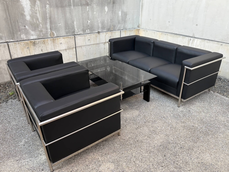 LECBシリーズ　応接4点セット　レザー張り　中古