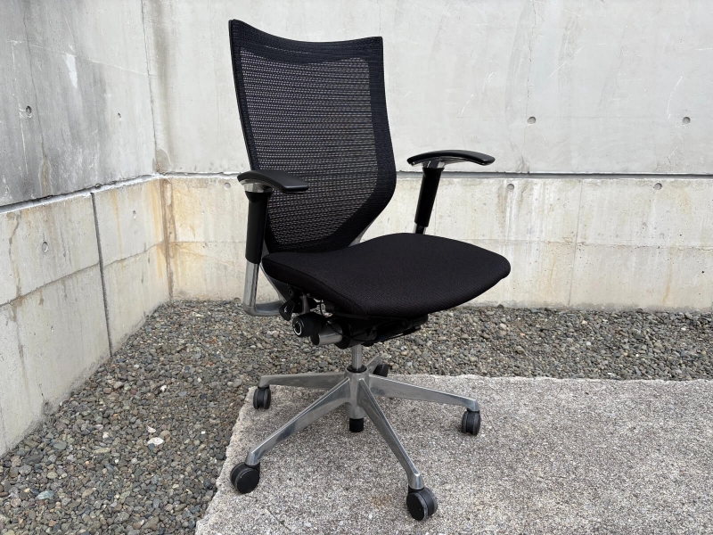 バロンチェア　ハイバック　ブラック　可動肘【パッド新品交換済】　中古