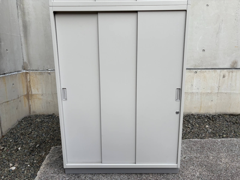 シンラインキャビネット　3枚引戸書庫　W800　上下セット（A4 6段対応）　中古_2