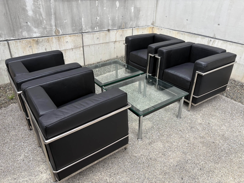 LECBシリーズ　応接6点セット　レザー張り　中古