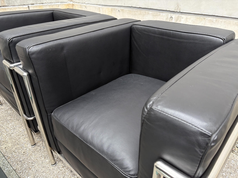 LECBシリーズ　応接6点セット　レザー張り　中古_2