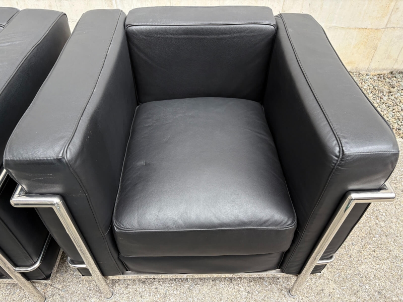 LECBシリーズ　応接6点セット　レザー張り　中古_3