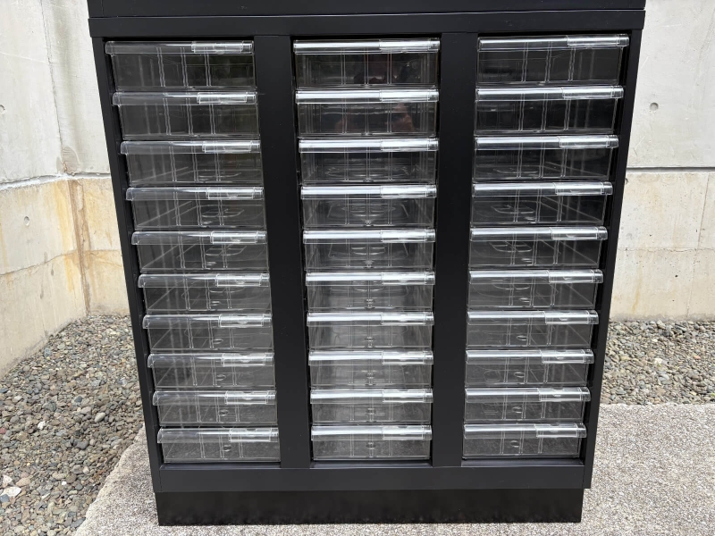 ガラス引違い戸+トレーキャビネット　上下セット　ブラック　中古_5