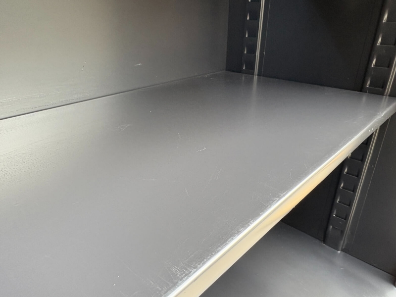 オープン書庫+トレーキャビネット　上下セット　ブラック　中古_2