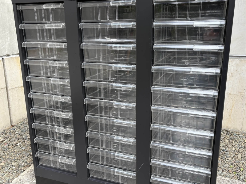 オープン書庫+トレーキャビネット　上下セット　ブラック　中古_5