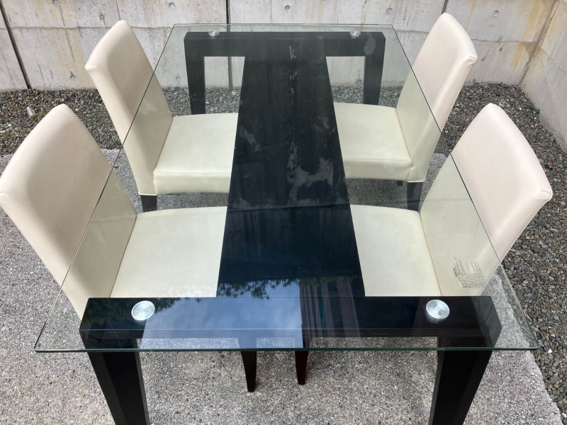 ガラステーブル＆チェア　5点セット　中古_2