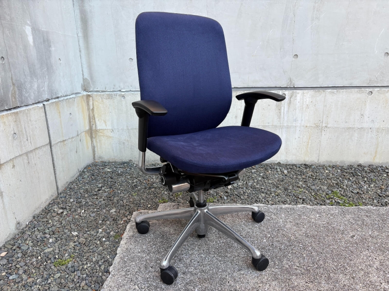 ゼファーチェア 　クッションタイプ　ダークブルー　中古【肘パッド新品】