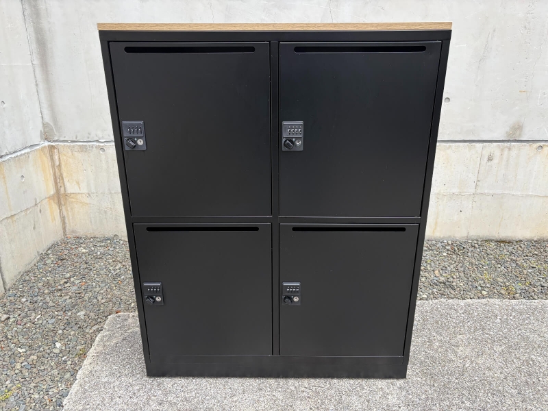 4人用パーソナルロッカー　ダイヤル錠（非常開錠キー付き）　ブラック　中古_1