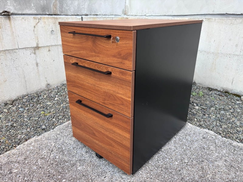 木目調デスクワゴン　HGS-3B　ウォールナット　中古