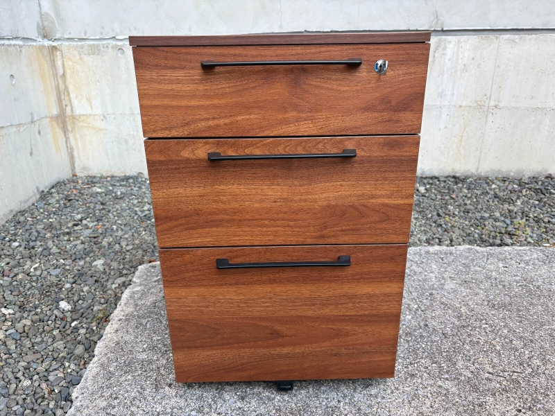 木目調デスクワゴン　HGS-3B　ウォールナット　中古_1