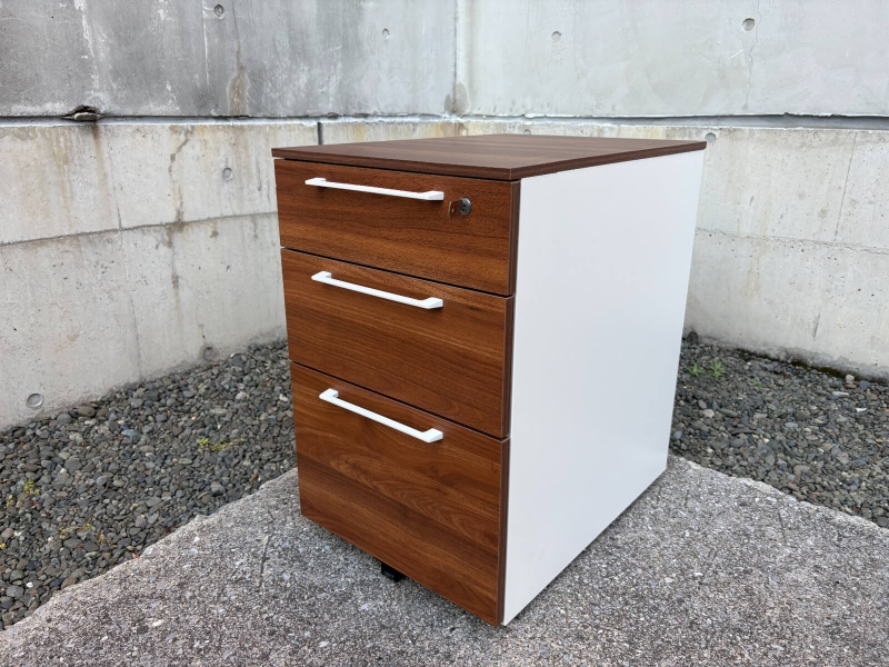 木目調デスクワゴン　HGS-3W　ウォールナット　中古