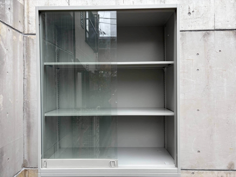 NW型キャビネット　ガラス引戸+スチール引戸　上下セット（A4 6段対応） 中古_4