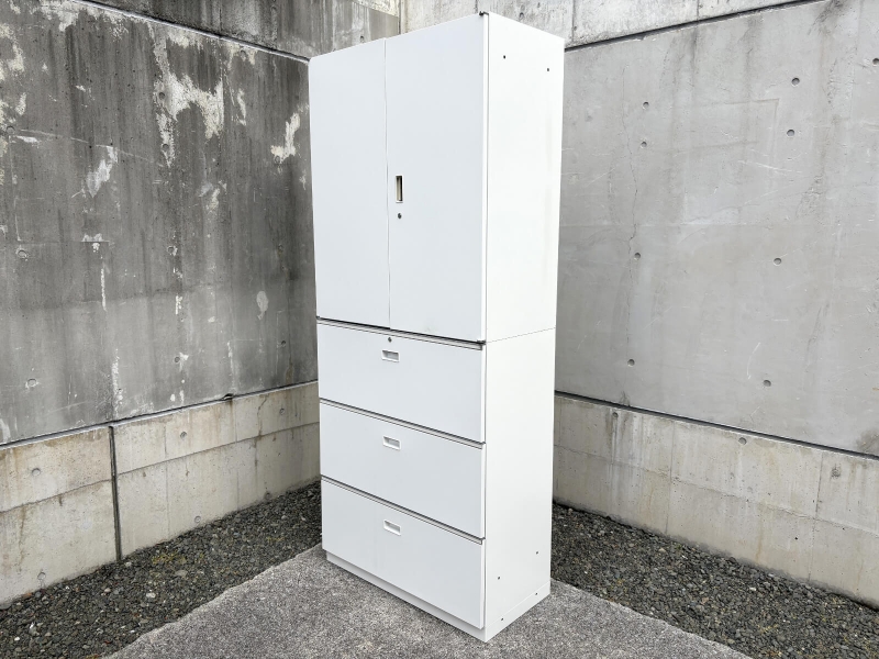 シンラインシリーズ　両開+3段ラテラル（A4 6段対応）　ホワイト　中古_0