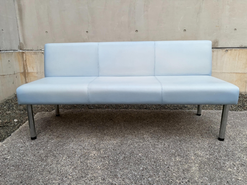 ロビーチェア　LB55　3人用　ライトブルー　中古_1