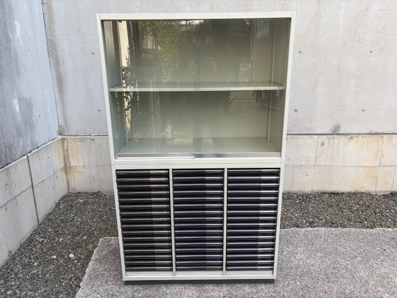 LX-5シリーズ　ガラス戸+トレーキャビネット　上下セット　中古_1