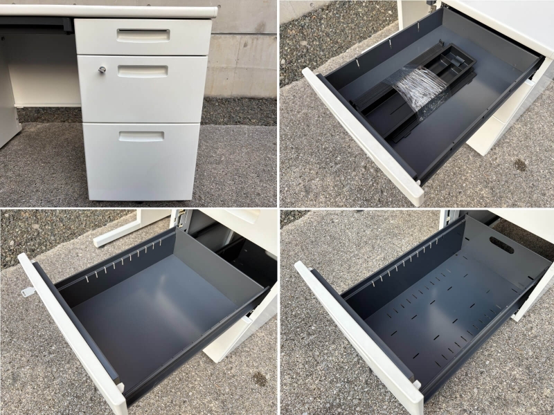 ピクサ２シリーズ　片袖机　W1000　ホワイト　中古_7