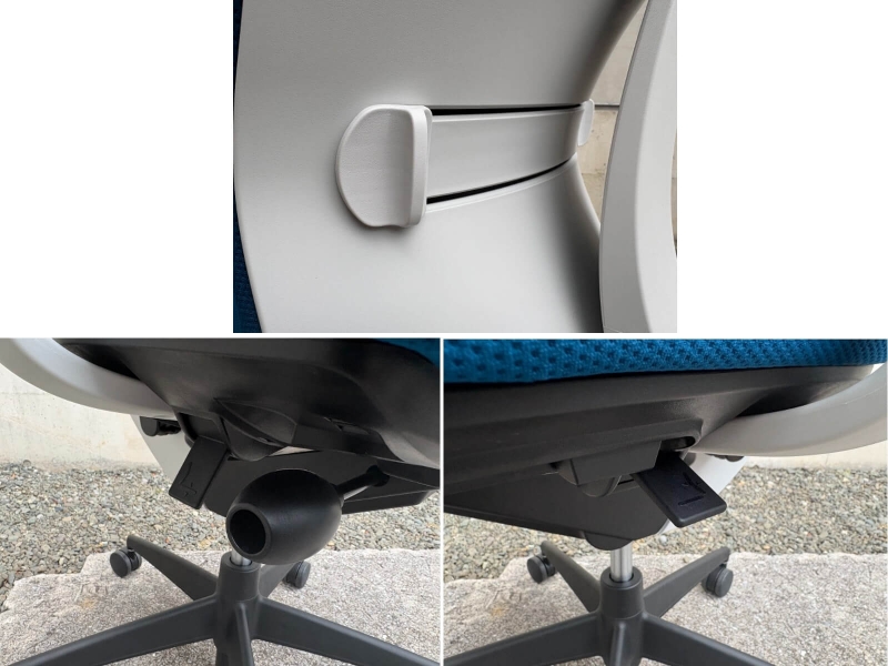 ウィザード３チェア　肘付き　ブルー×ホワイト　中古_6