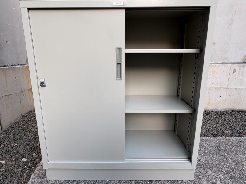 33タイプ　ガラス+スチール引違い書庫　上下セット　中古_5