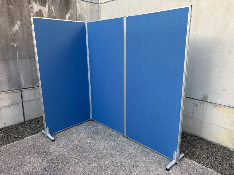 パーティション　OCパネル　L型3連セット　W900+900+900/H1800　ブルー　中古_0