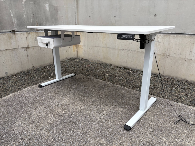 電動昇降デスク　W1400/D600/H730-1180㎜　引出し付き　中古