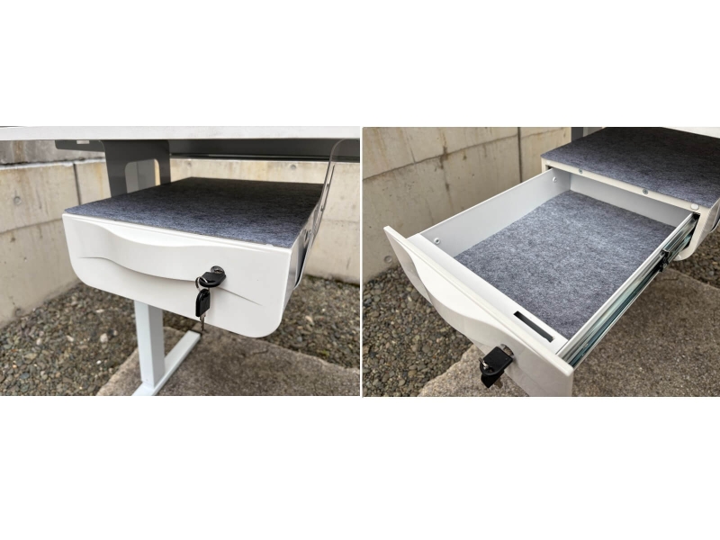 電動昇降デスク　W1400/D600/H730-1180㎜　引出し付き　中古_5