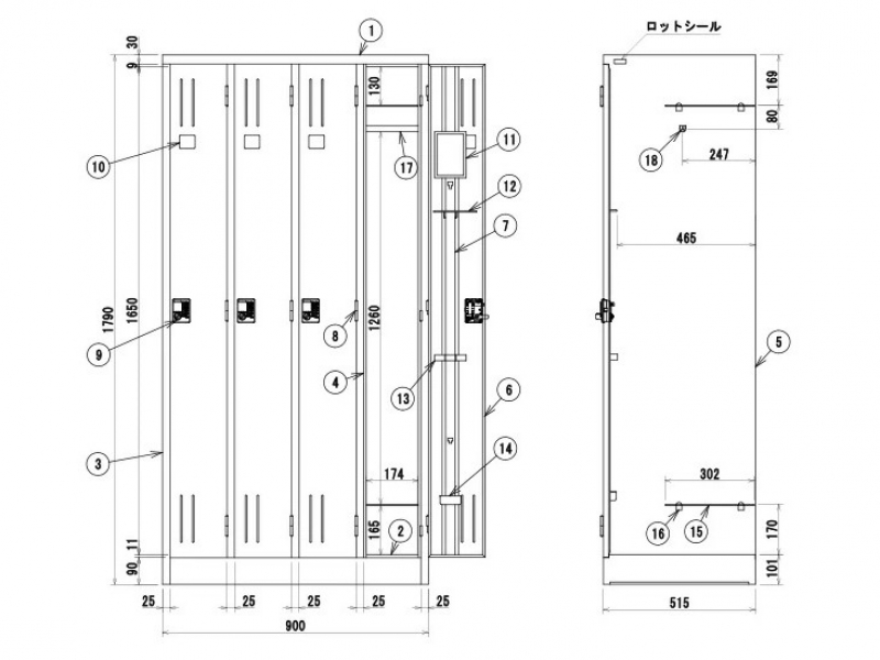 4人用プッシュ錠ロッカー　BL47-AW　新品_3