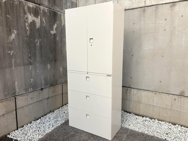 レクトラインキャビネット　両開+3段ラテラル（A4 6段対応）　中古