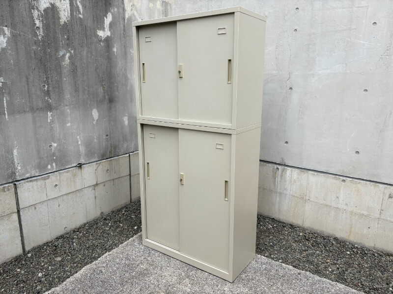 スチール引違い書庫　上下セット（A4 5段対応）　中古