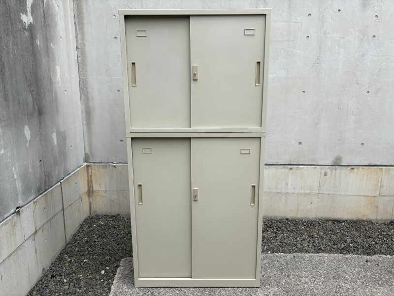 スチール引違い書庫　上下セット（A4 5段対応）　中古_1