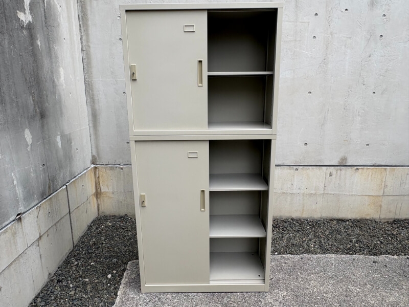 スチール引違い書庫　上下セット（A4 5段対応）　中古_5