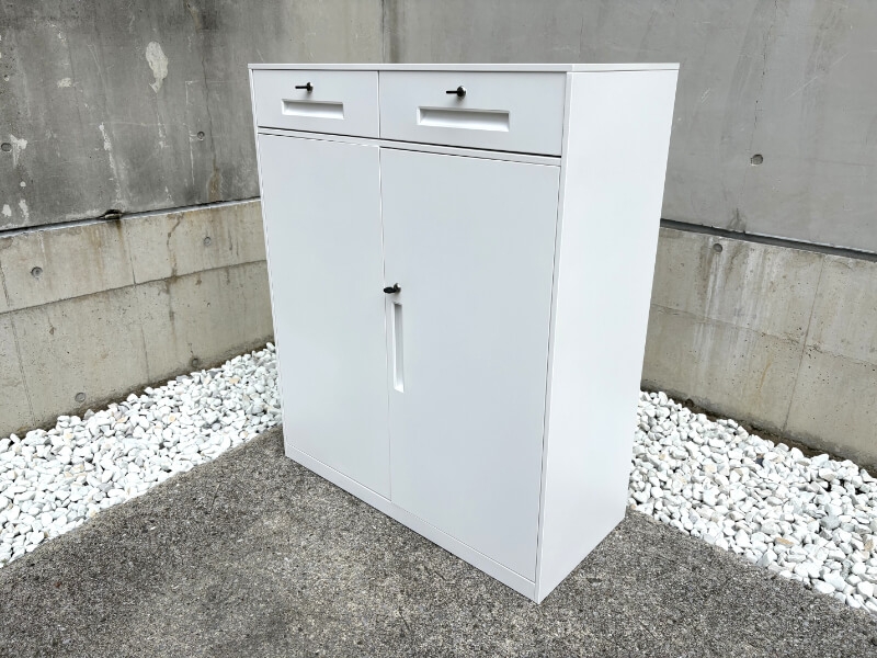 スチールキャビネット　引き出し+両開き書庫　L022　中古