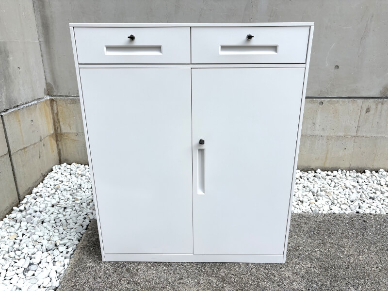 スチールキャビネット　引き出し+両開き書庫　L022　中古_1