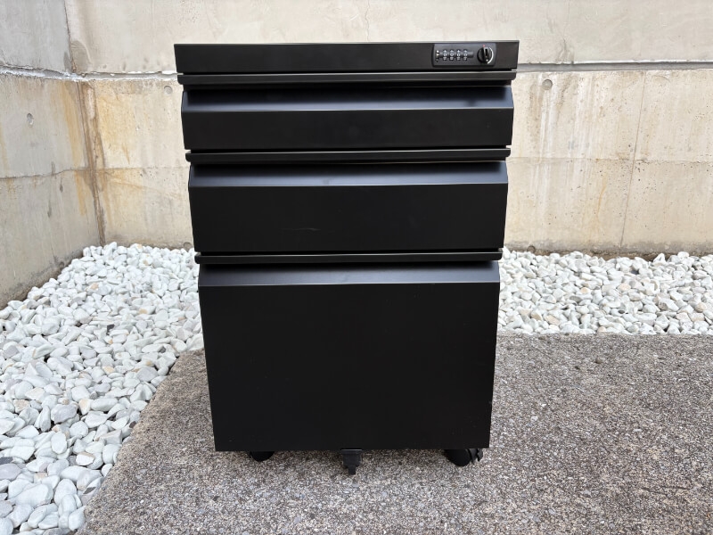 デスクワゴン　3段　ダイヤル錠　ブラック　中古_2