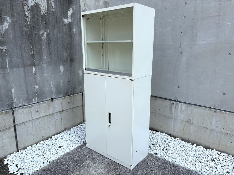 ビラージュ　ガラス戸+両開き書庫（A4 5段対応）　中古