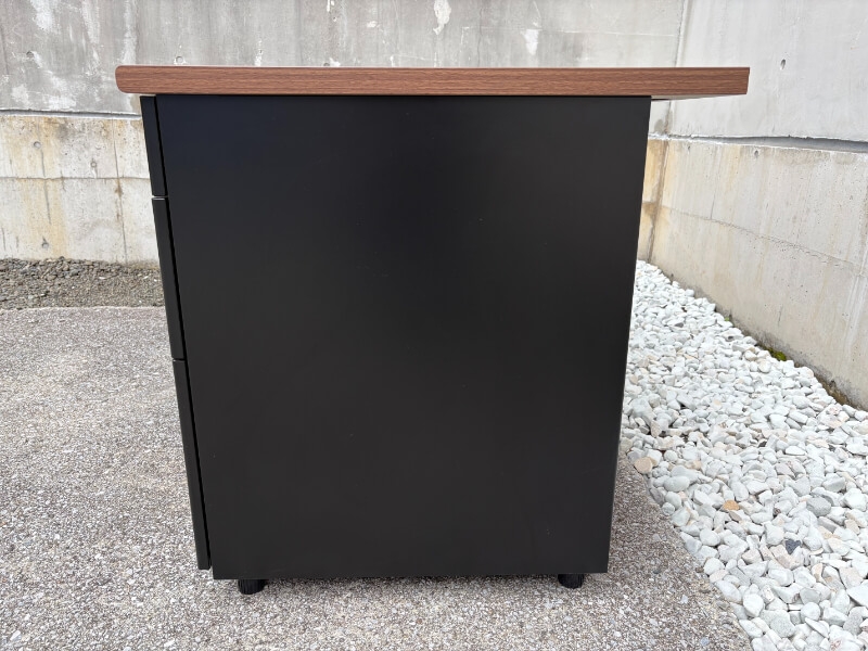 両袖机　W1600　ウォルナット×ブラック　中古_1