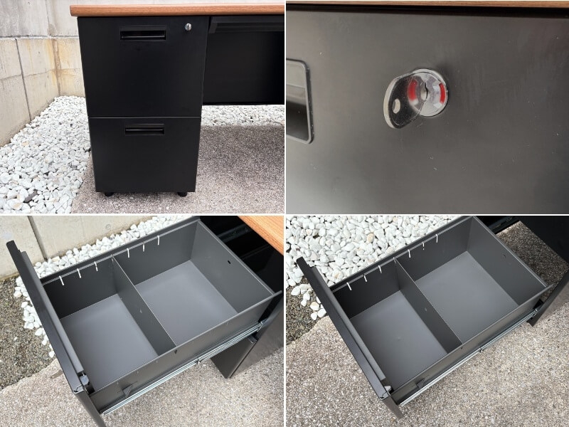 両袖机　W1600　ウォルナット×ブラック　中古_6