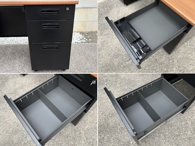 両袖机　W1600　ウォルナット×ブラック　中古_7