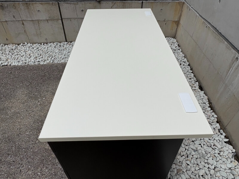 両袖机　W1600　ホワイト×ブラック　中古_2