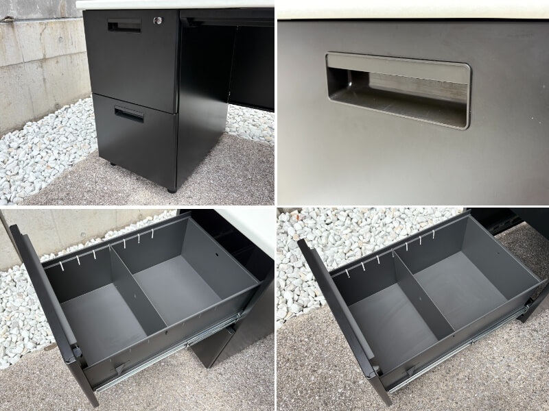 両袖机　W1600　ホワイト×ブラック　中古_6
